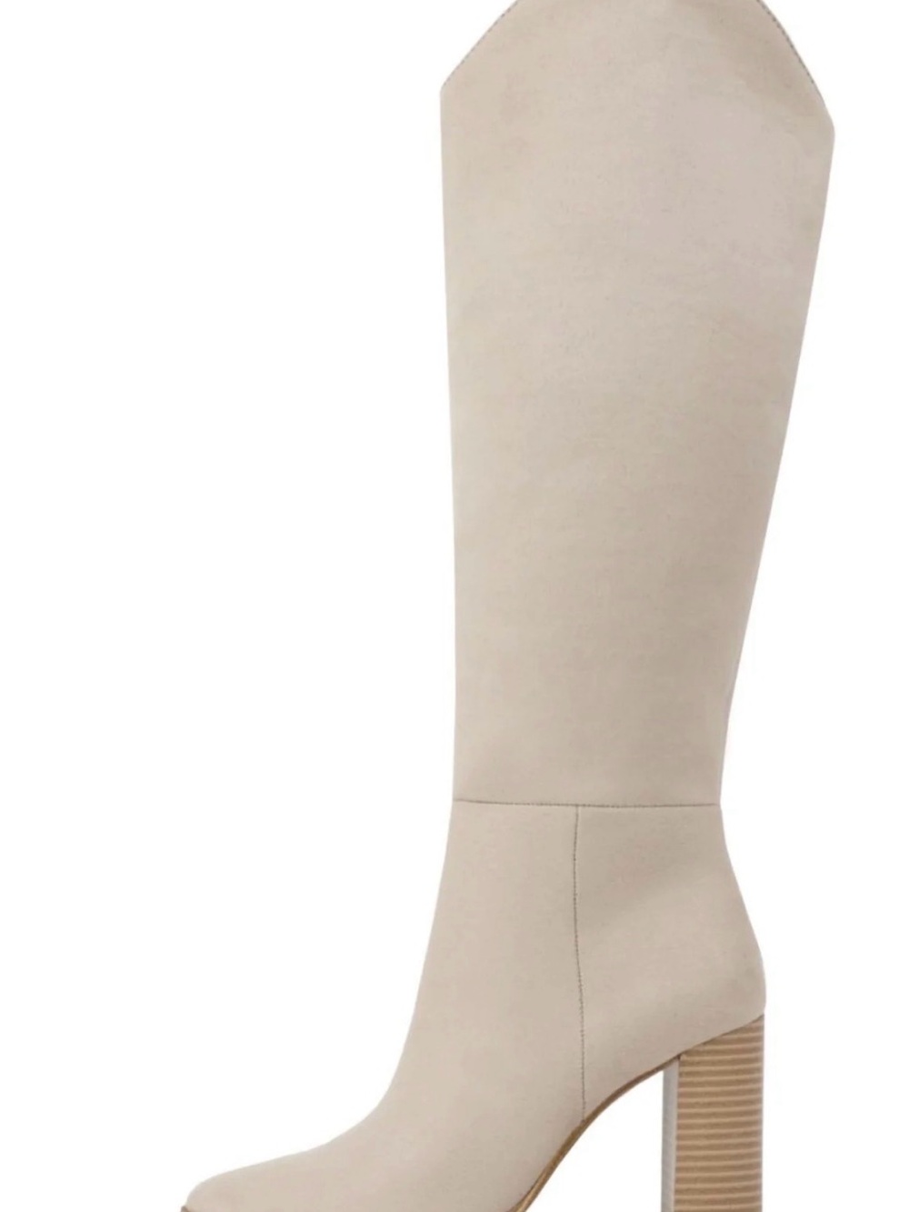 Cream Over-the-Knee Block Heel Boots